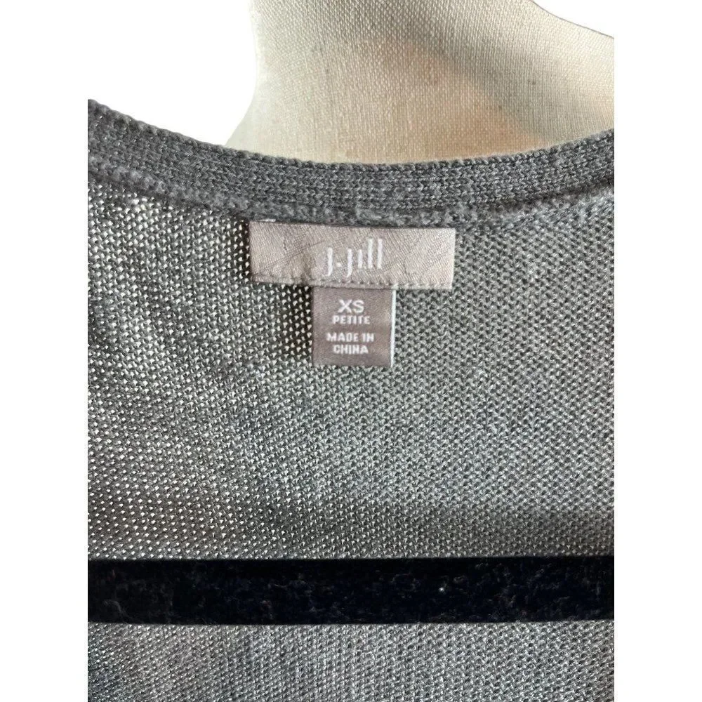 J. Jill Linen Blend Midi Dress Gray XS Petite Lagenlook Oversized Short Sleeve - Picture 8 of 10